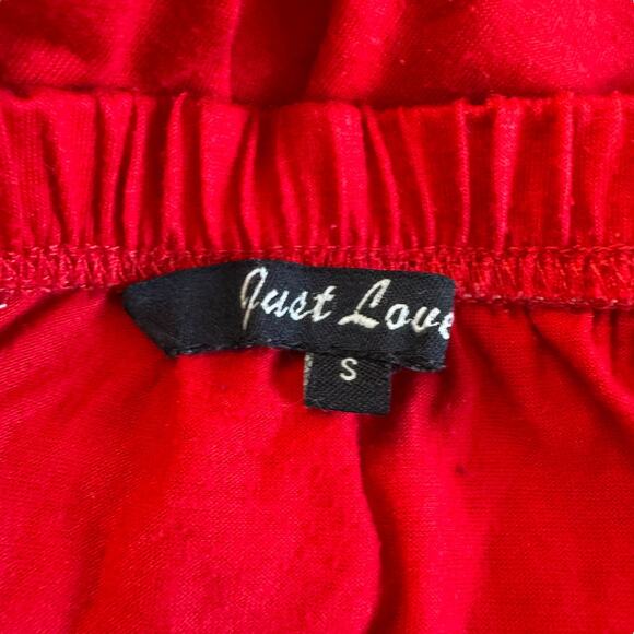 Just Love Women Red Jersey Strapless Ruffle Elastic Waist Romper Size S - Picture 5 of 5